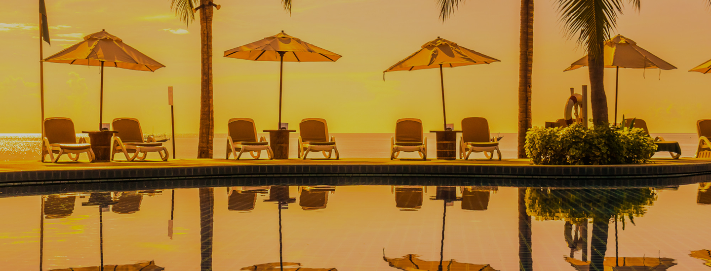 Private pool overlooking a beautiful sunset beach